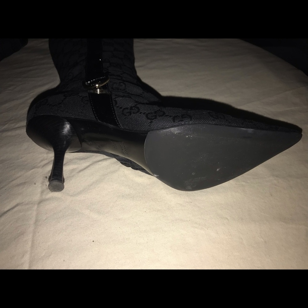 Gucci Women’s GG Monogram Canvas Leather Boots - Picture 7 of 8